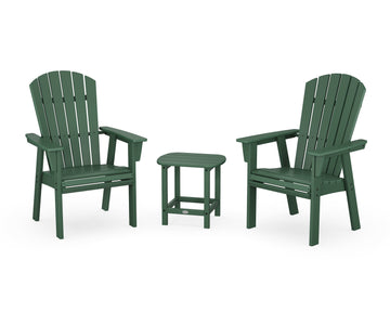 Nautical 3-Piece Curveback Upright Adirondack Chair Set