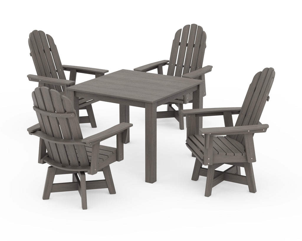 Vineyard Curveback Adirondack 5-Piece Parsons Swivel Dining Set