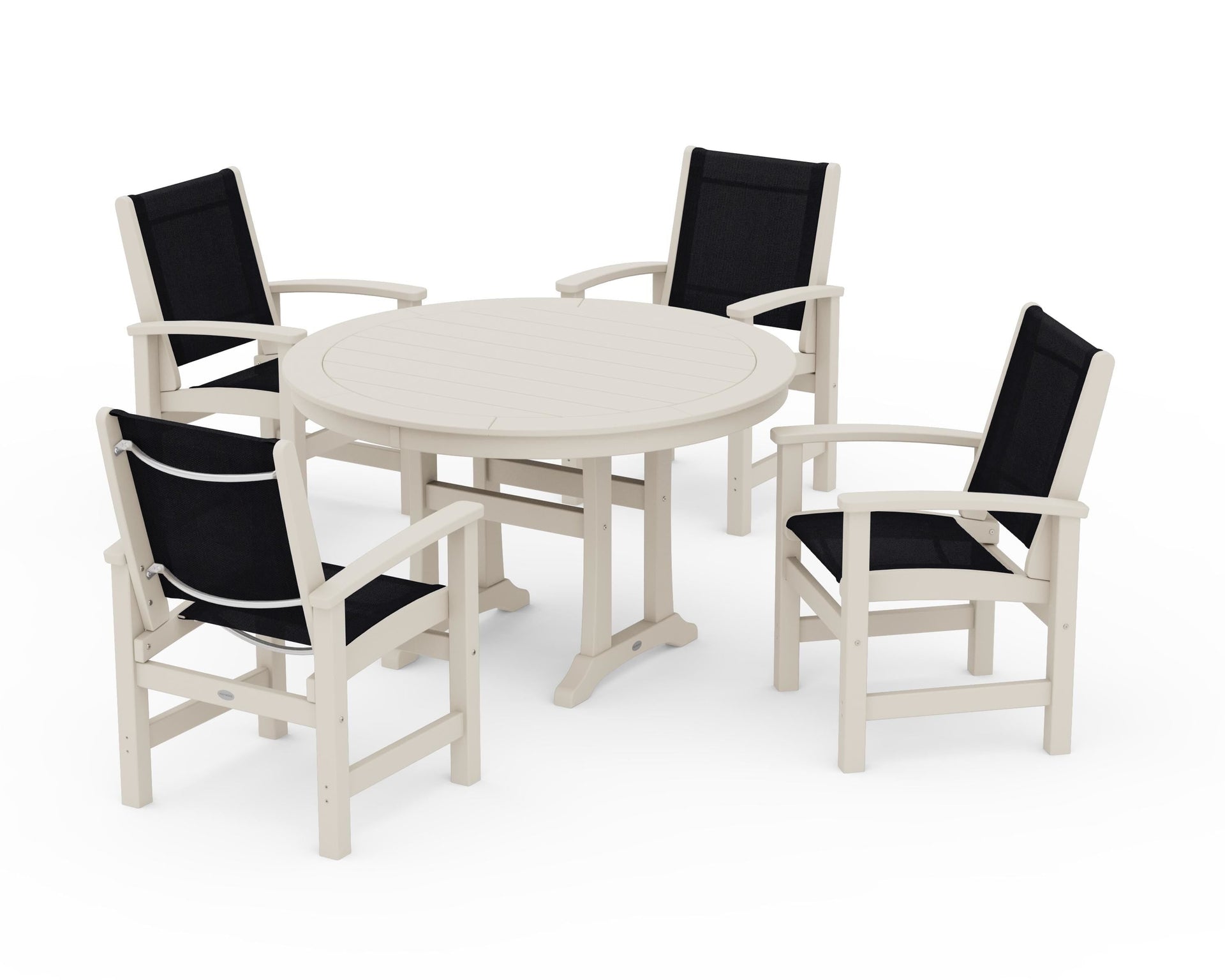 Coastal 5-Piece Round Dining Set with Trestle Legs