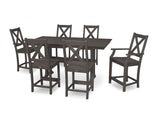 Braxton 7-Piece Farmhouse Trestle Counter Set