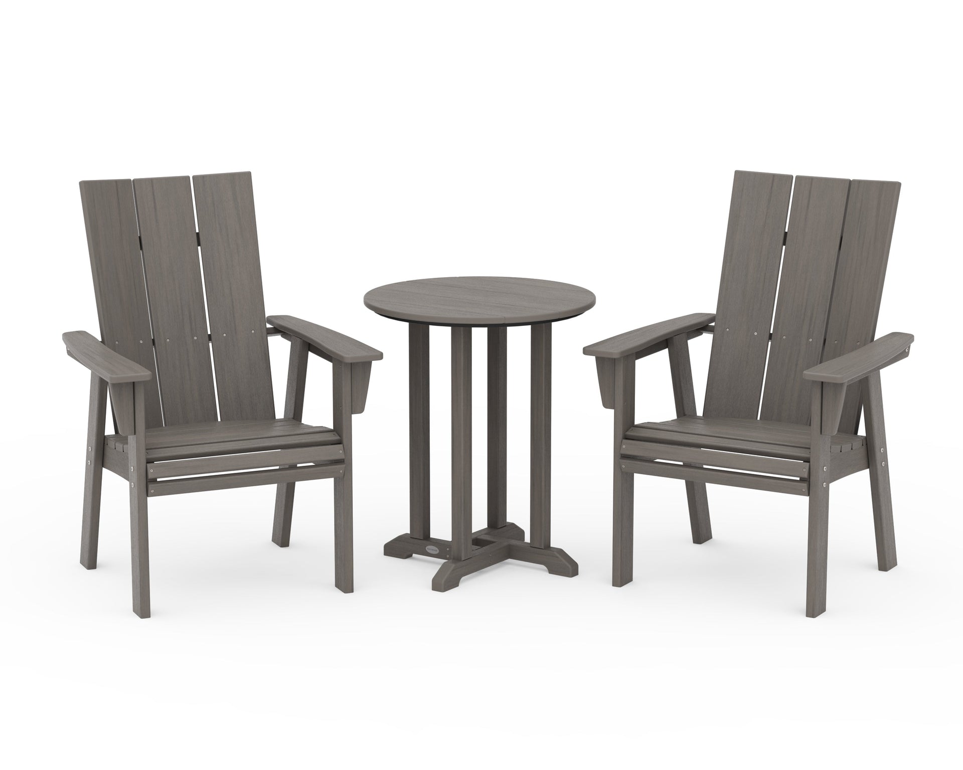 Modern Curveback Adirondack 3-Piece Round Bistro Dining Set