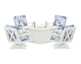 Braxton 5-Piece Deep Seating Swivel Conversation Set with Fire Pit Table