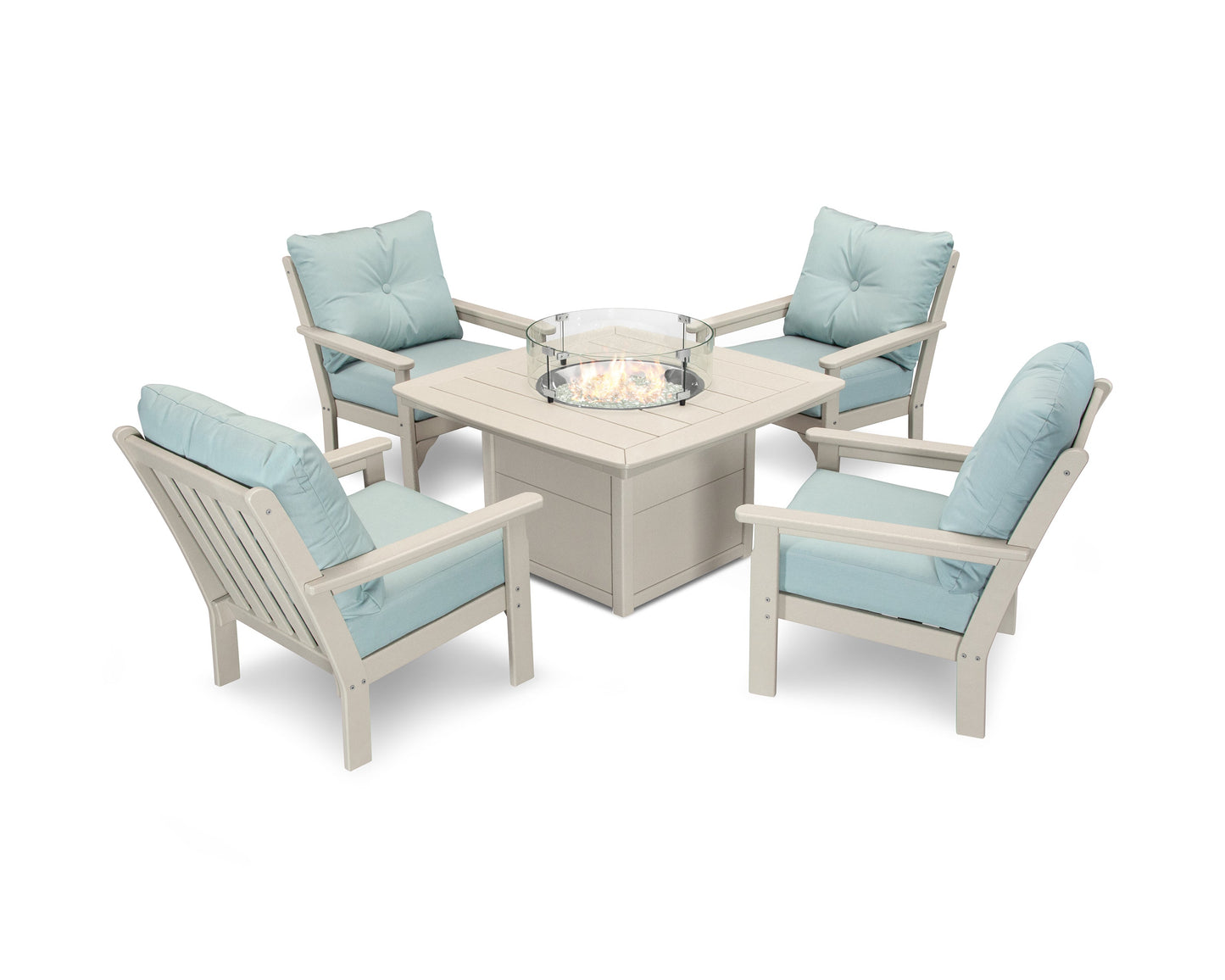 Vineyard 5-Piece Conversation Set with Fire Pit Table