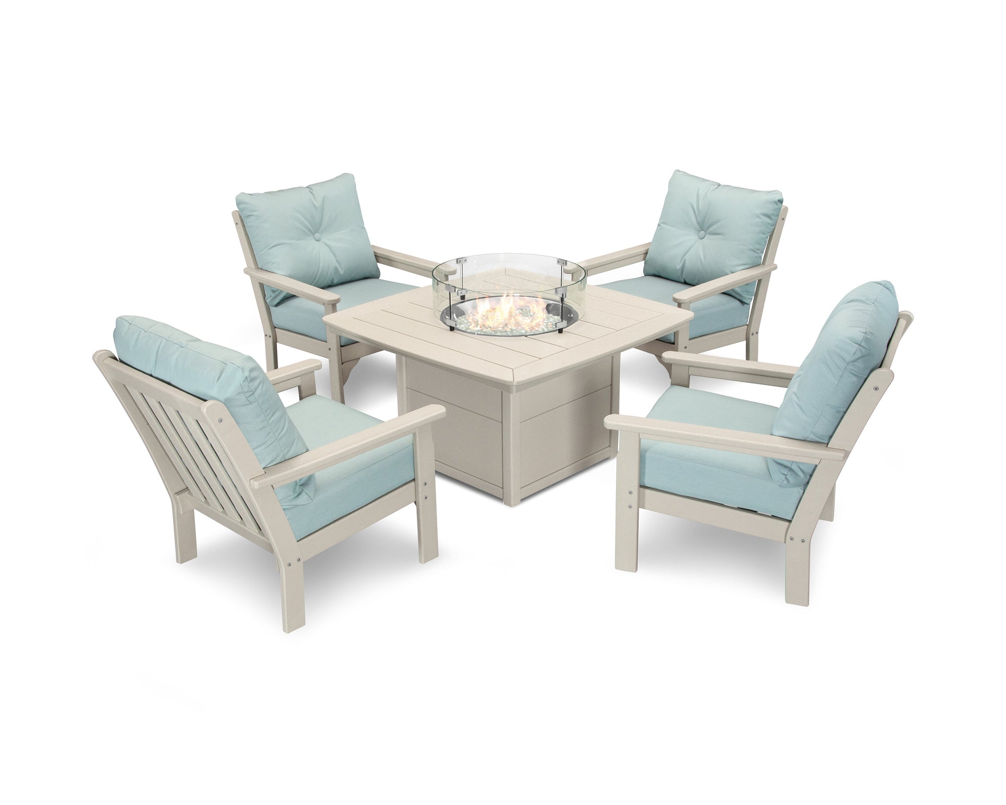 Vineyard 5-Piece Conversation Set with Fire Pit Table