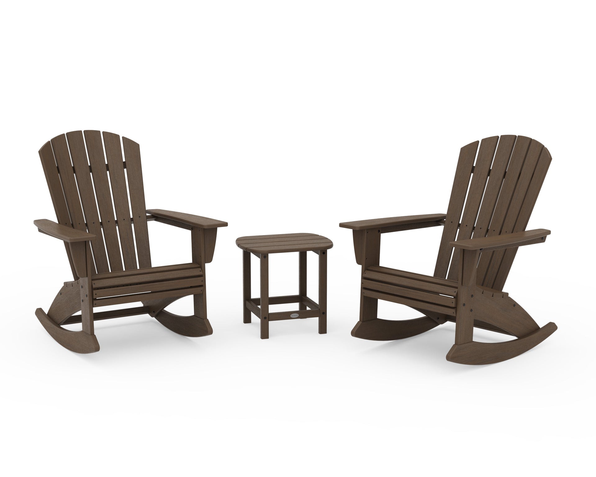 Nautical Curveback 3-Piece Adirondack Rocking Chair Set
