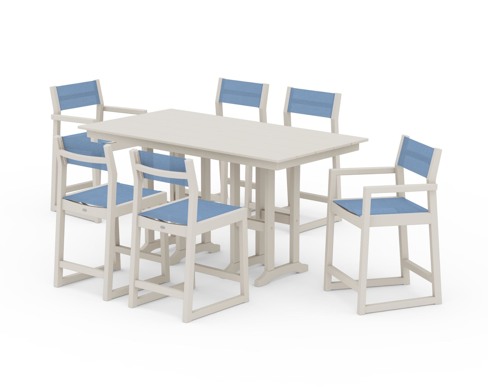 EDGE Sling 7-Piece Farmhouse Counter Set with Trestle Legs