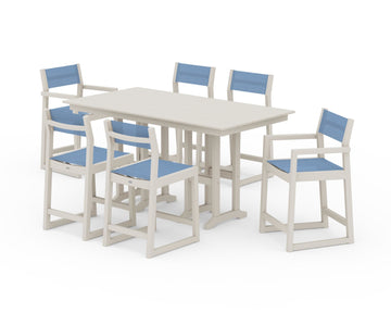 EDGE Sling 7-Piece Farmhouse Counter Set with Trestle Legs