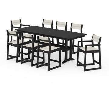 EDGE Sling 9-Piece Farmhouse Counter Set with Trestle Legs