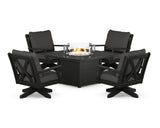 Braxton 5-Piece Deep Seating Swivel Conversation Set with Fire Pit Table