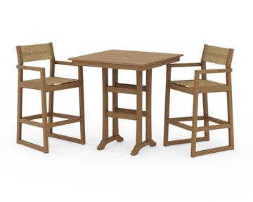 EDGE Sling Arm Chair 3-Piece Farmhouse Bar Set with Trestle Legs