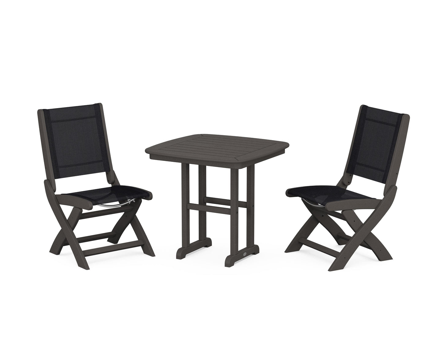 Coastal Folding Side Chair 3-Piece Dining Set