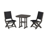 Coastal Folding Side Chair 3-Piece Dining Set
