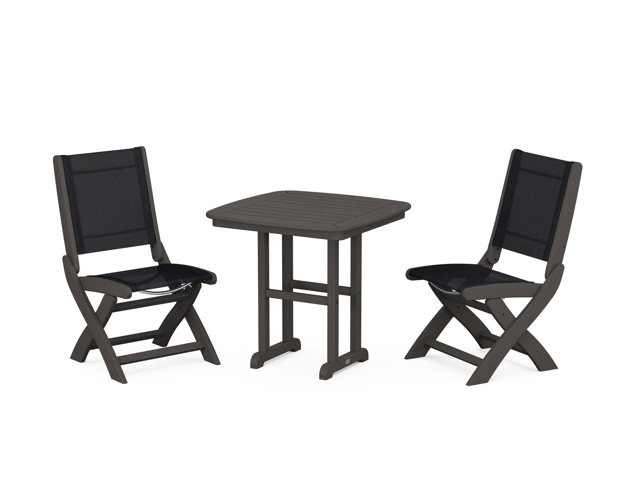 Coastal Folding Side Chair 3-Piece Dining Set