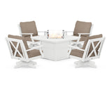 Braxton 5-Piece Deep Seating Swivel Conversation Set with Fire Pit Table