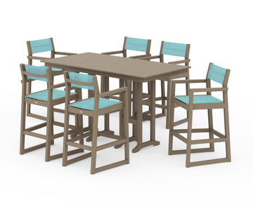 EDGE Sling Arm Chair 7-Piece Farmhouse Bar Set