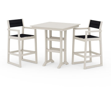 EDGE Sling Arm Chair 3-Piece Farmhouse Bar Set with Trestle Legs