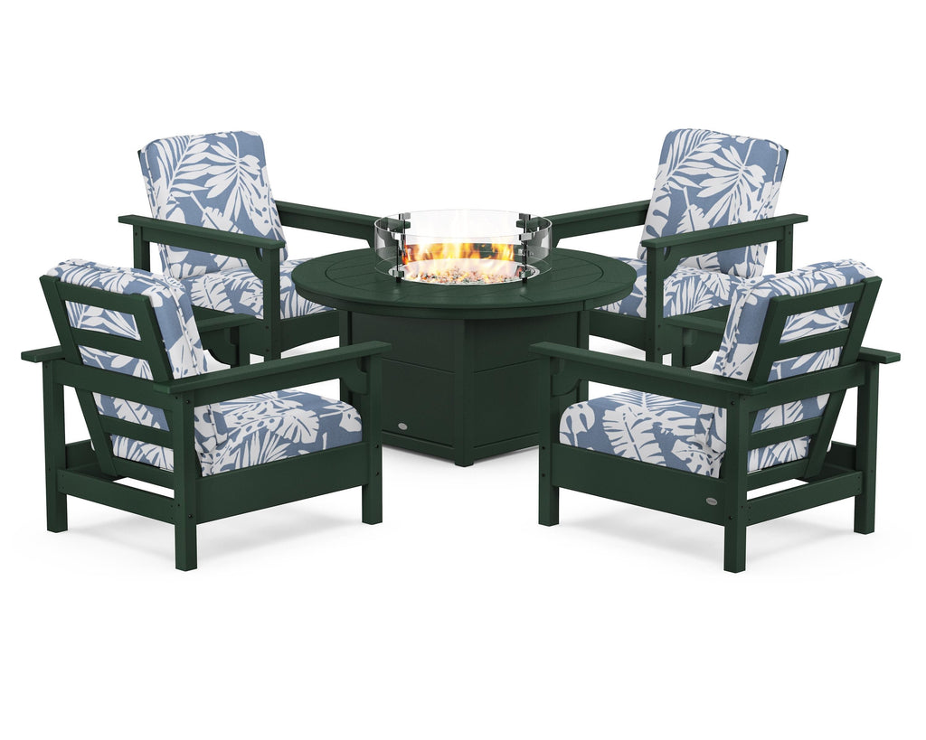 Club 5-Piece Conversation Set with Fire Pit Table