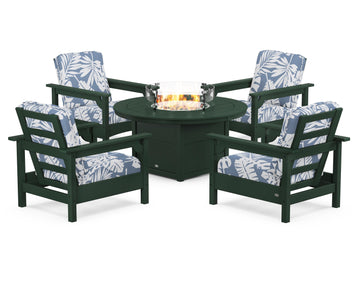 Club 5-Piece Conversation Set with Fire Pit Table