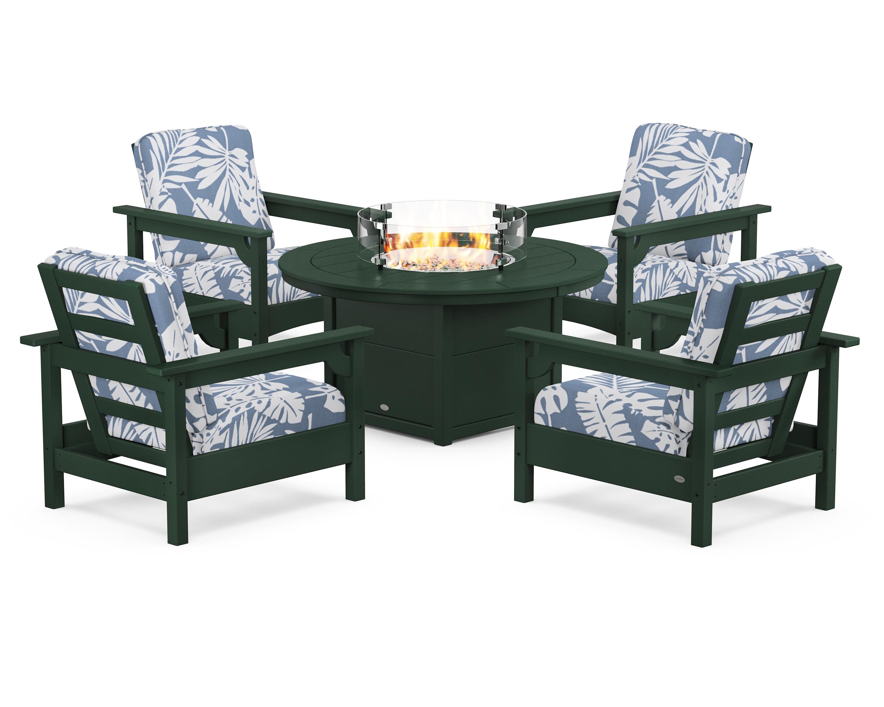 Club 5-Piece Conversation Set with Fire Pit Table