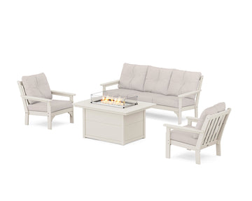 Vineyard Deep Seating Fire Pit Table Set