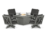 Braxton 5-Piece Deep Seating Swivel Conversation Set with Fire Pit Table