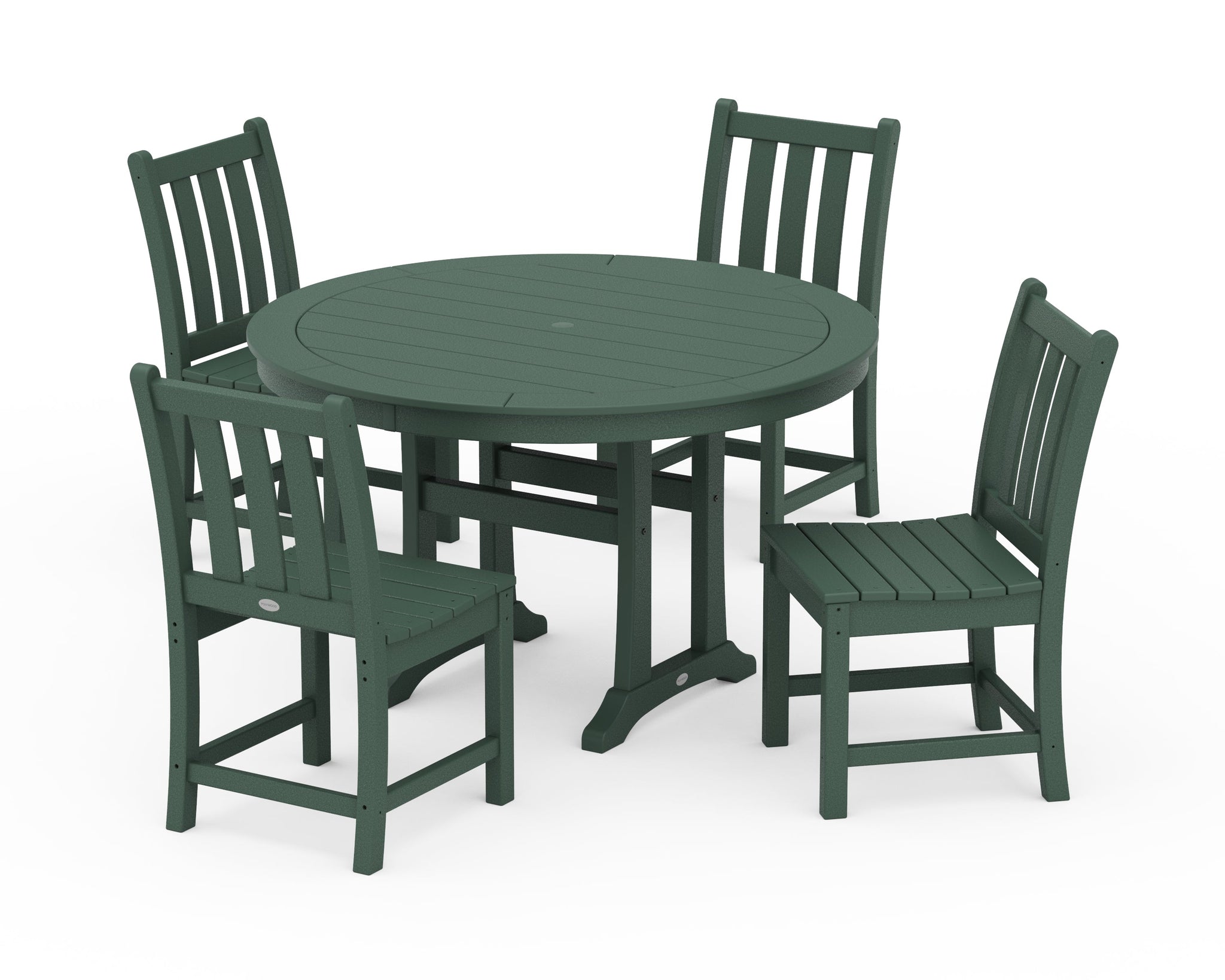 Traditional Garden Side Chair 5-Piece Round Dining Set With Trestle Legs