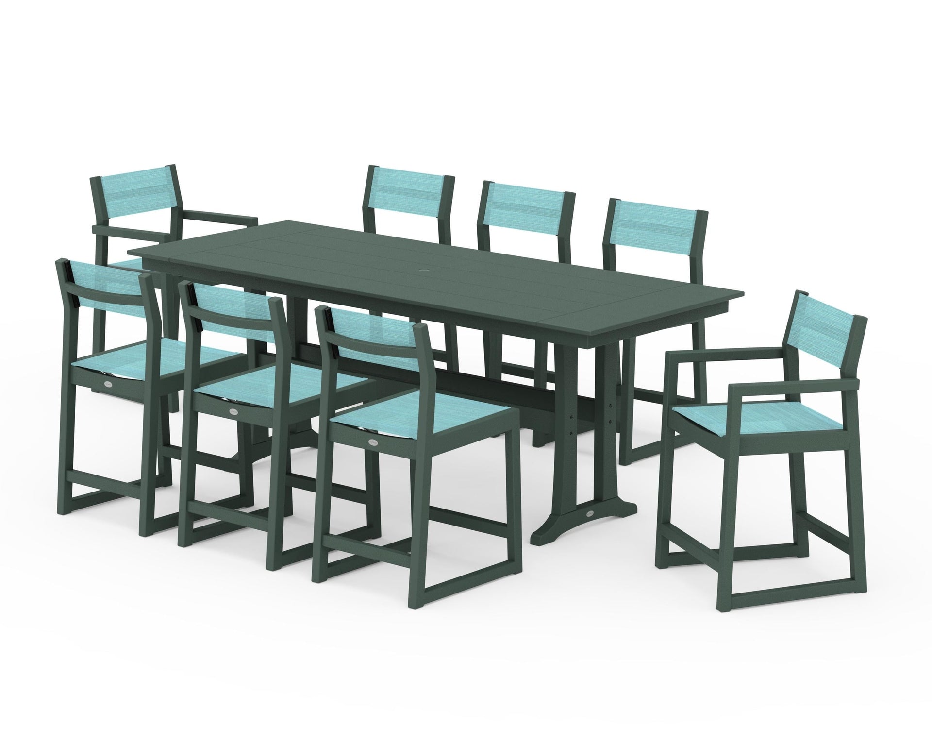 EDGE Sling 9-Piece Farmhouse Counter Set with Trestle Legs