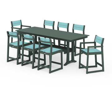 EDGE Sling 9-Piece Farmhouse Counter Set with Trestle Legs
