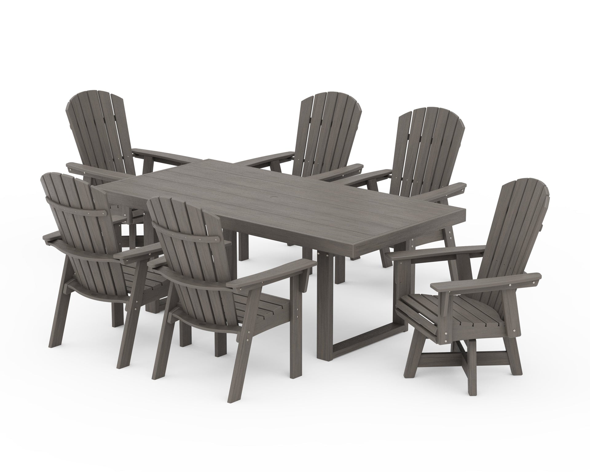 Nautical Curveback Adirondack Swivel Chair 7-Piece Dining Set