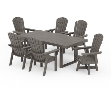 Nautical Curveback Adirondack Swivel Chair 7-Piece Dining Set