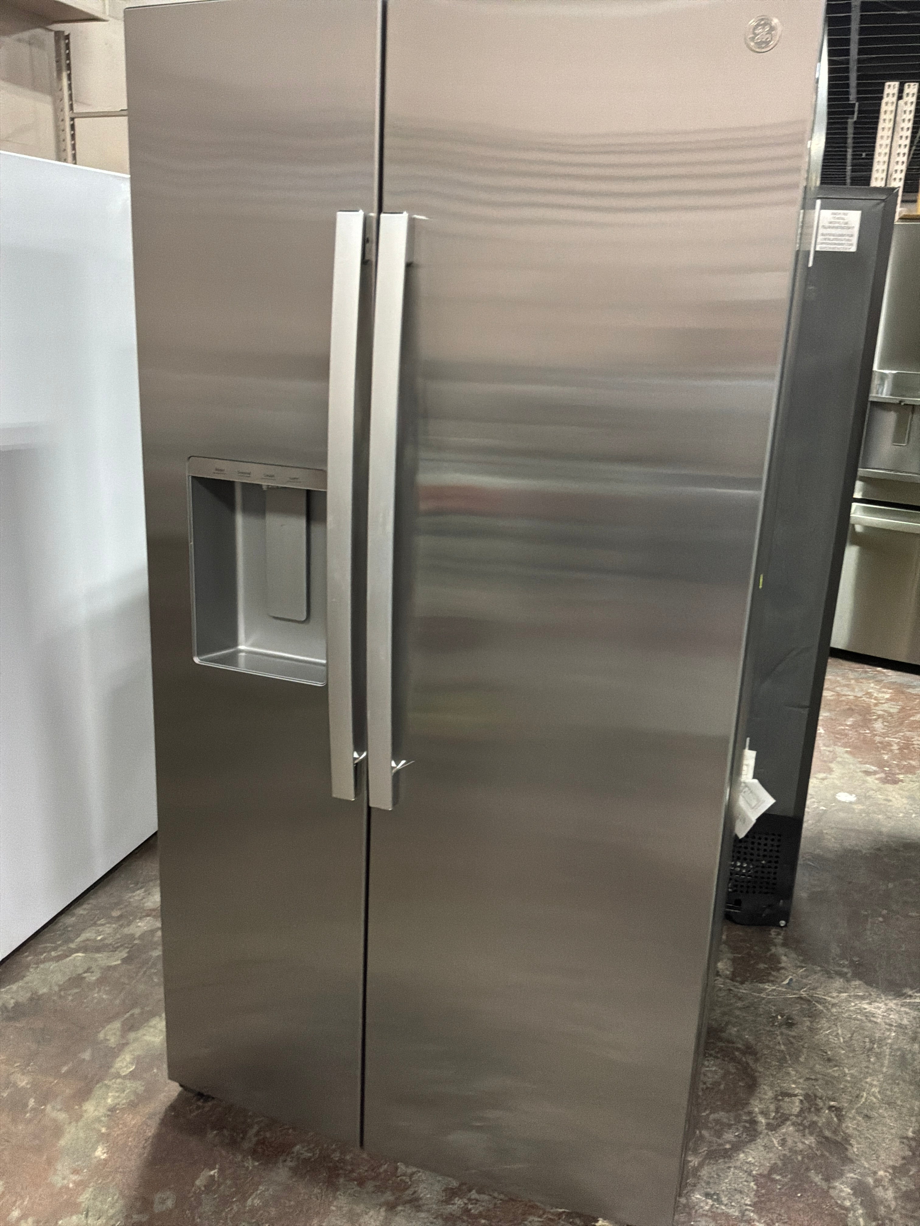 GE® 23.5 Cu. Ft. Counter-Depth Side-By-Side Refrigerator with LED Light Walls and Extra Tall Dispenser