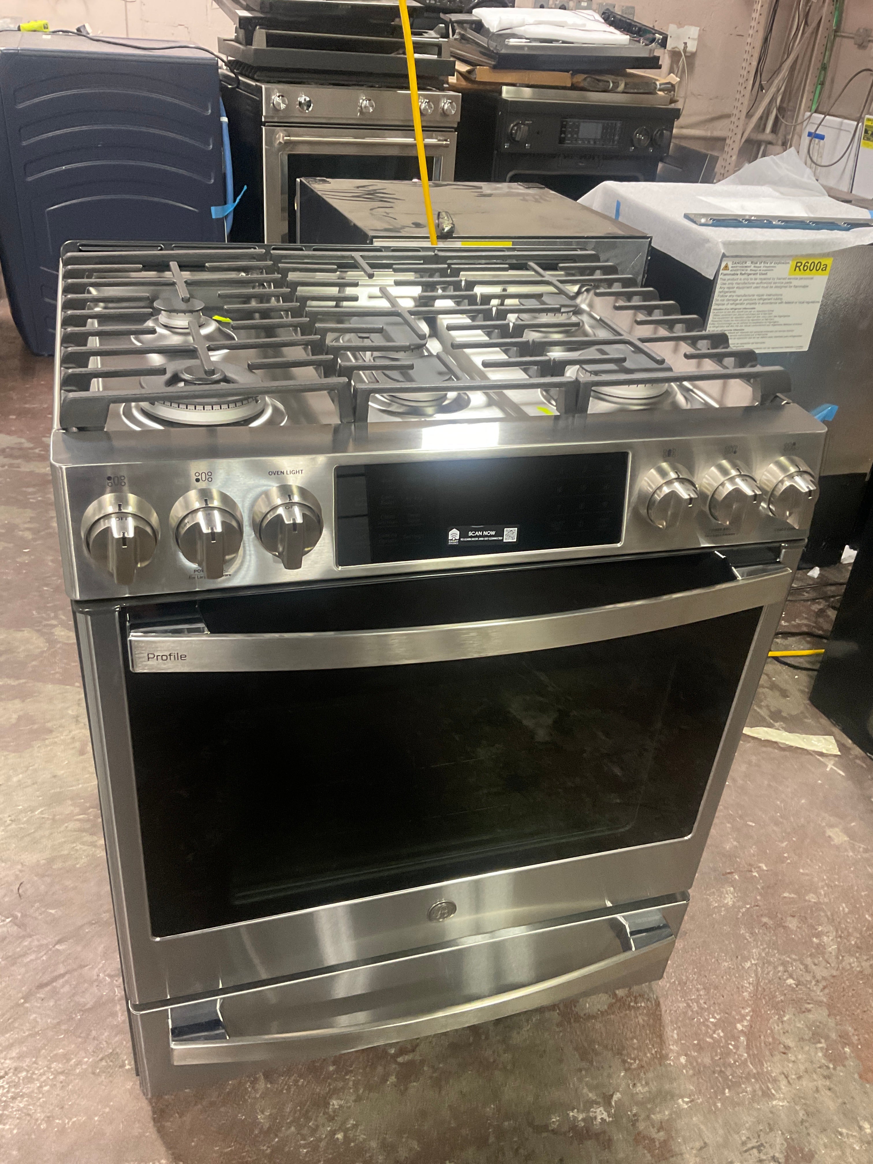 GE Profile™ 30" Smart Slide-In Front-Control Gas Fingerprint Resistant Range with No Preheat Air Fry