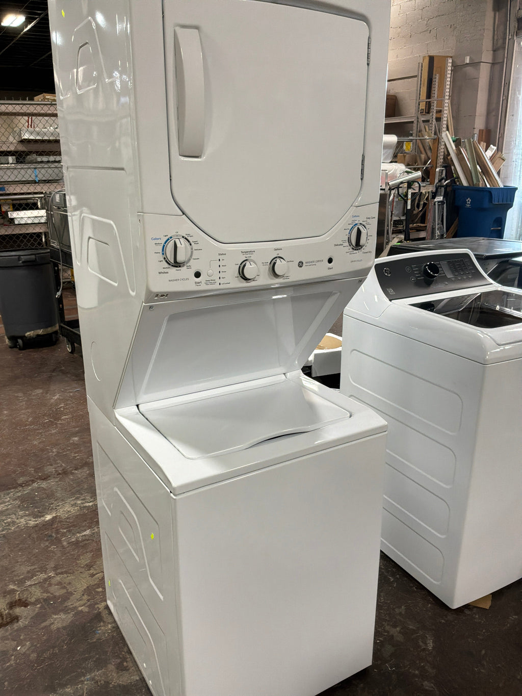 GE Unitized Spacemaker® 2.3 cu. ft. Capacity Washer with Stainless Steel Basket and 4.4 cu. ft. Capacity Electric Dryer