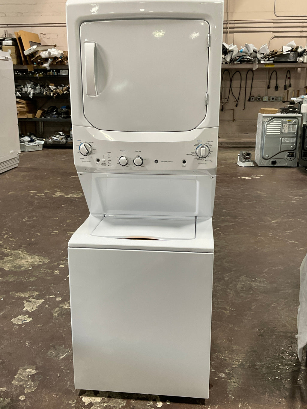 GE Unitized Spacemaker® 3.8 cu. ft. Capacity Washer with Stainless Steel Basket and 5.9 cu. ft. Capacity Electric Dryer