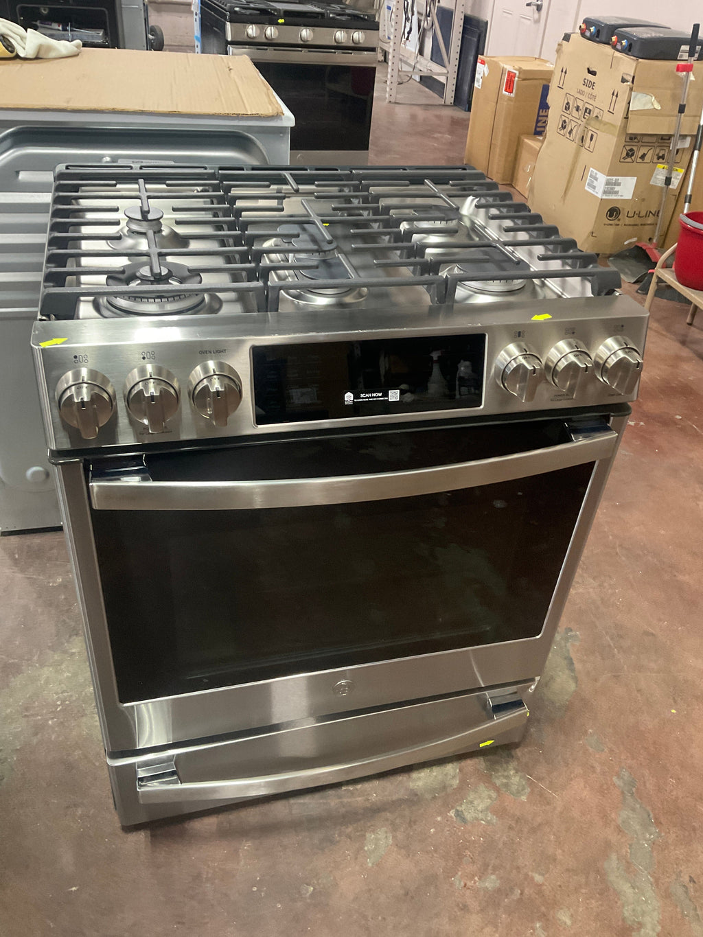 GE Profile™ 30" Smart Slide-In Front-Control Gas Fingerprint Resistant Range with No Preheat Air Fry