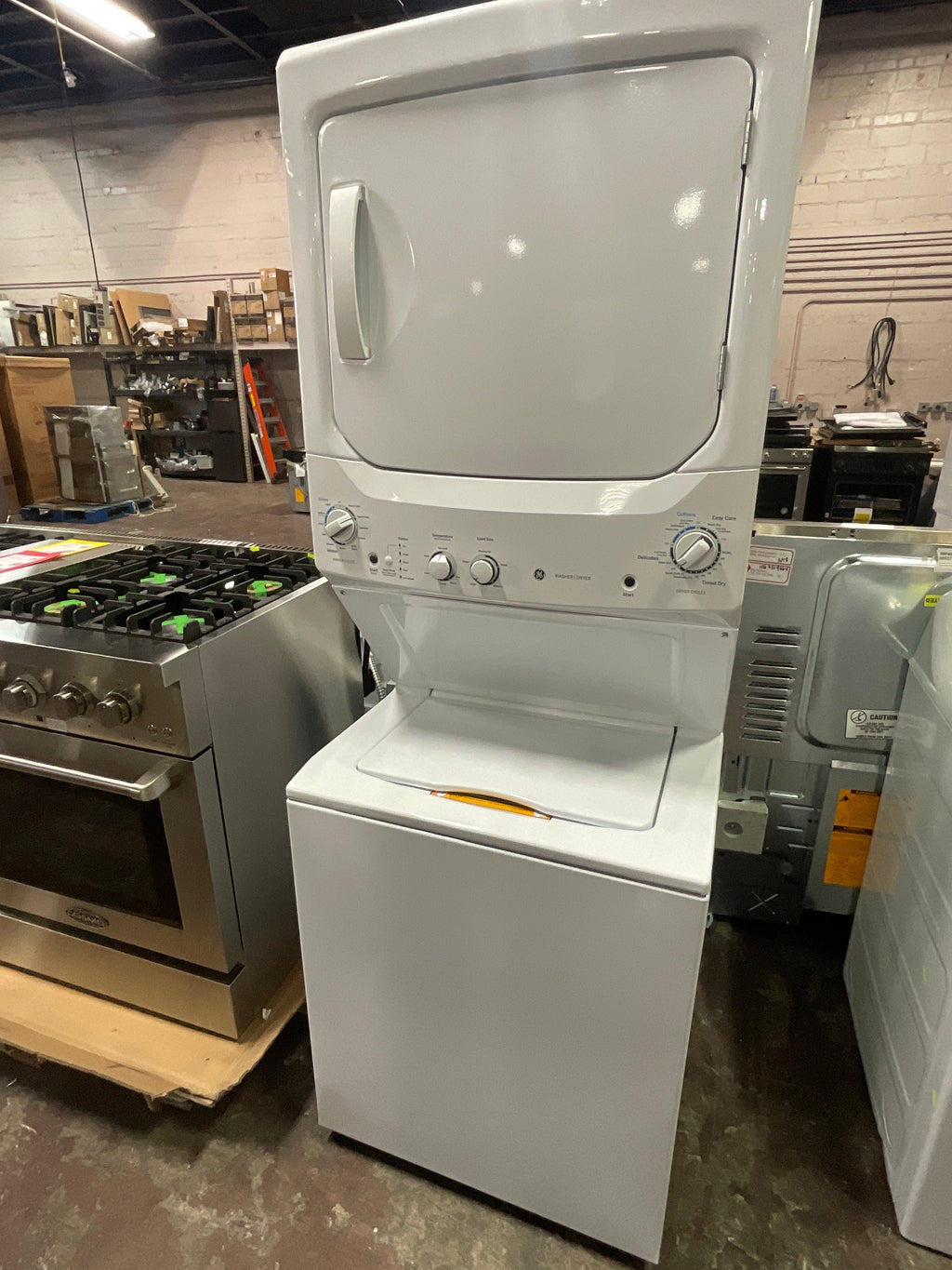 GE Unitized Spacemaker® 3.8 cu. ft. Capacity Washer with Stainless Steel Basket and 5.9 cu. ft. Capacity Electric Dryer