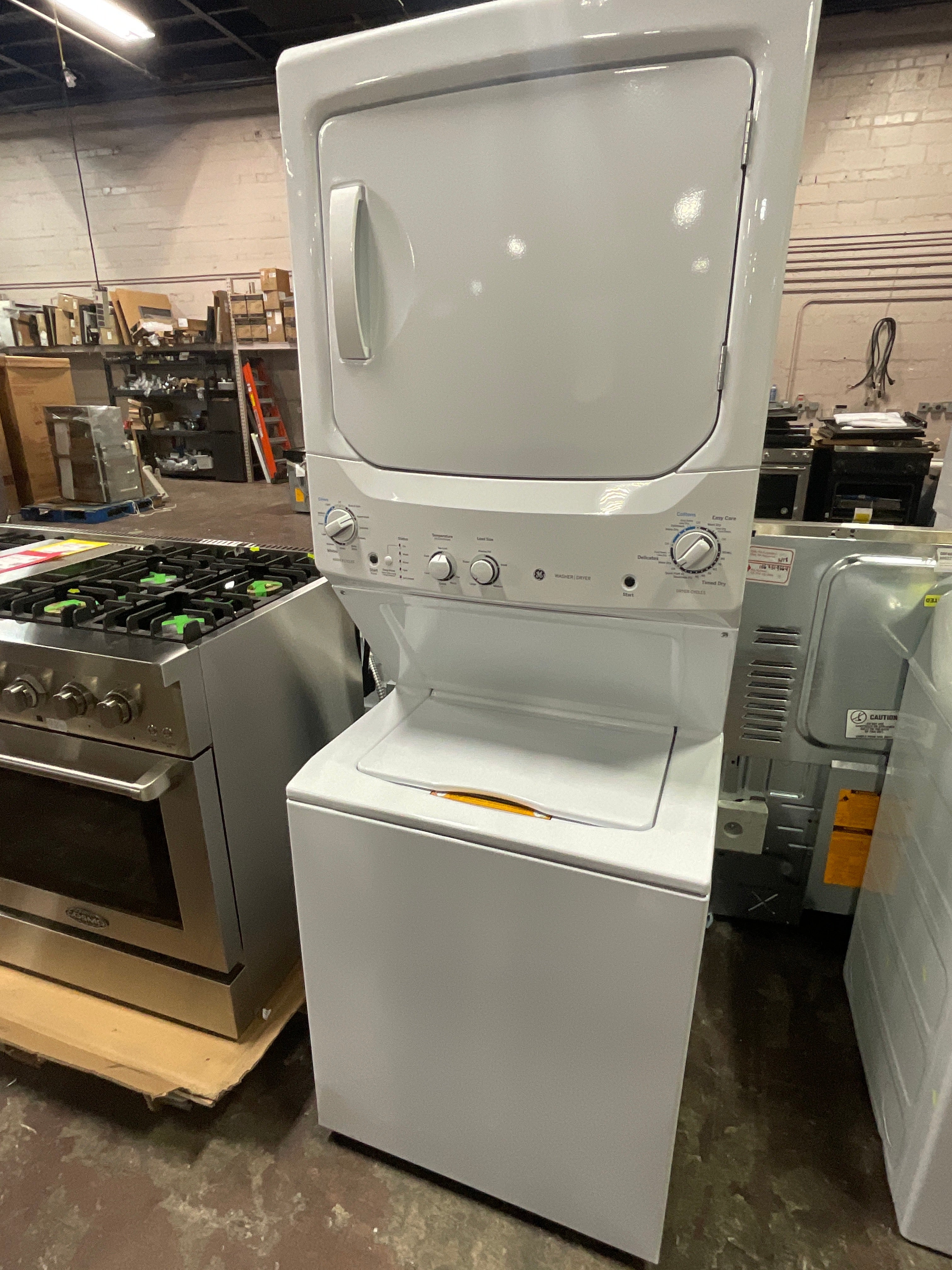 GE Unitized Spacemaker® 3.8 cu. ft. Capacity Washer with Stainless Steel Basket and 5.9 cu. ft. Capacity Electric Dryer