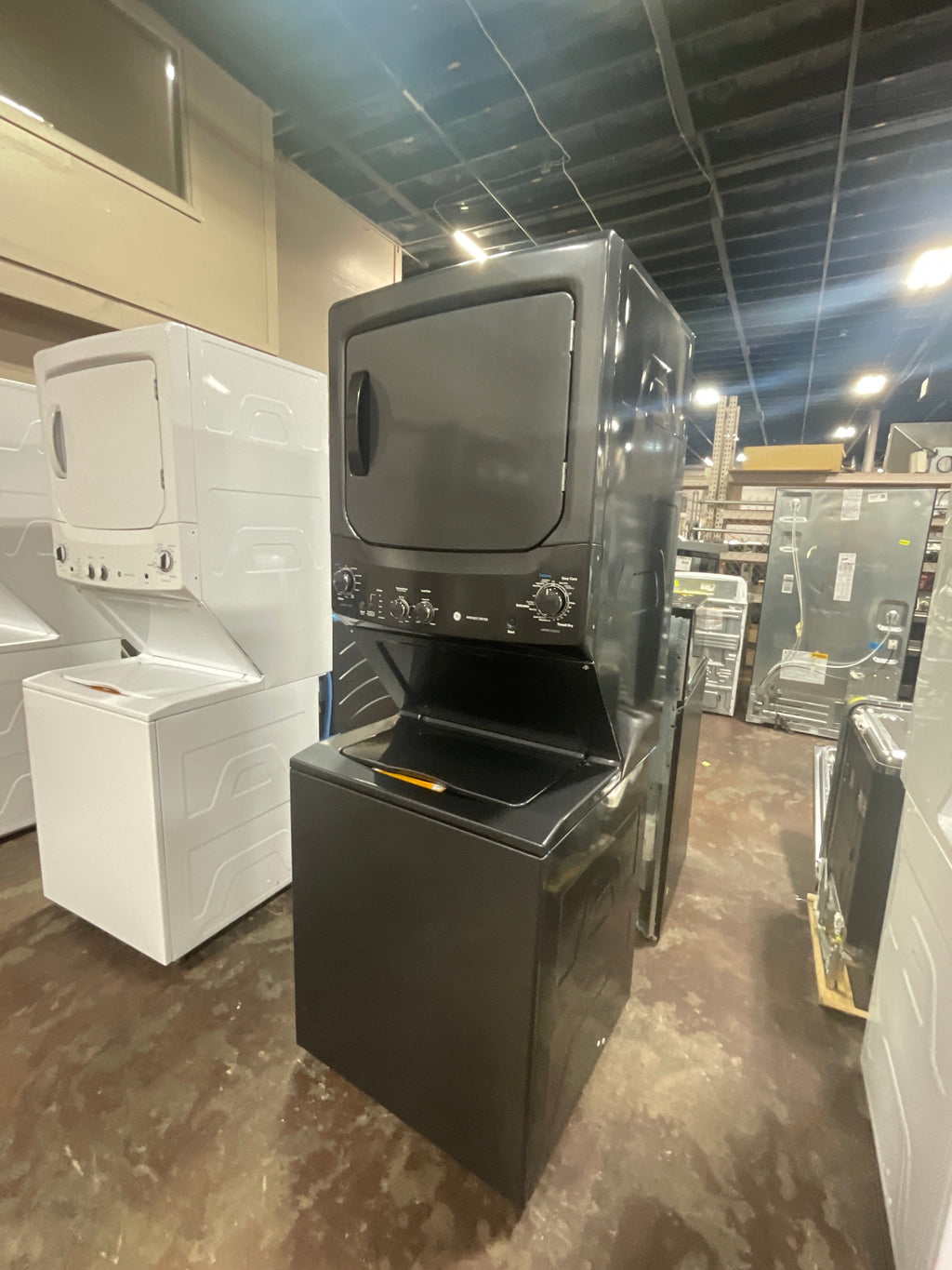 GE Unitized Spacemaker® 3.8 cu. ft. Capacity Washer with Stainless Steel Basket and 5.9 cu. ft. Capacity Electric Dryer