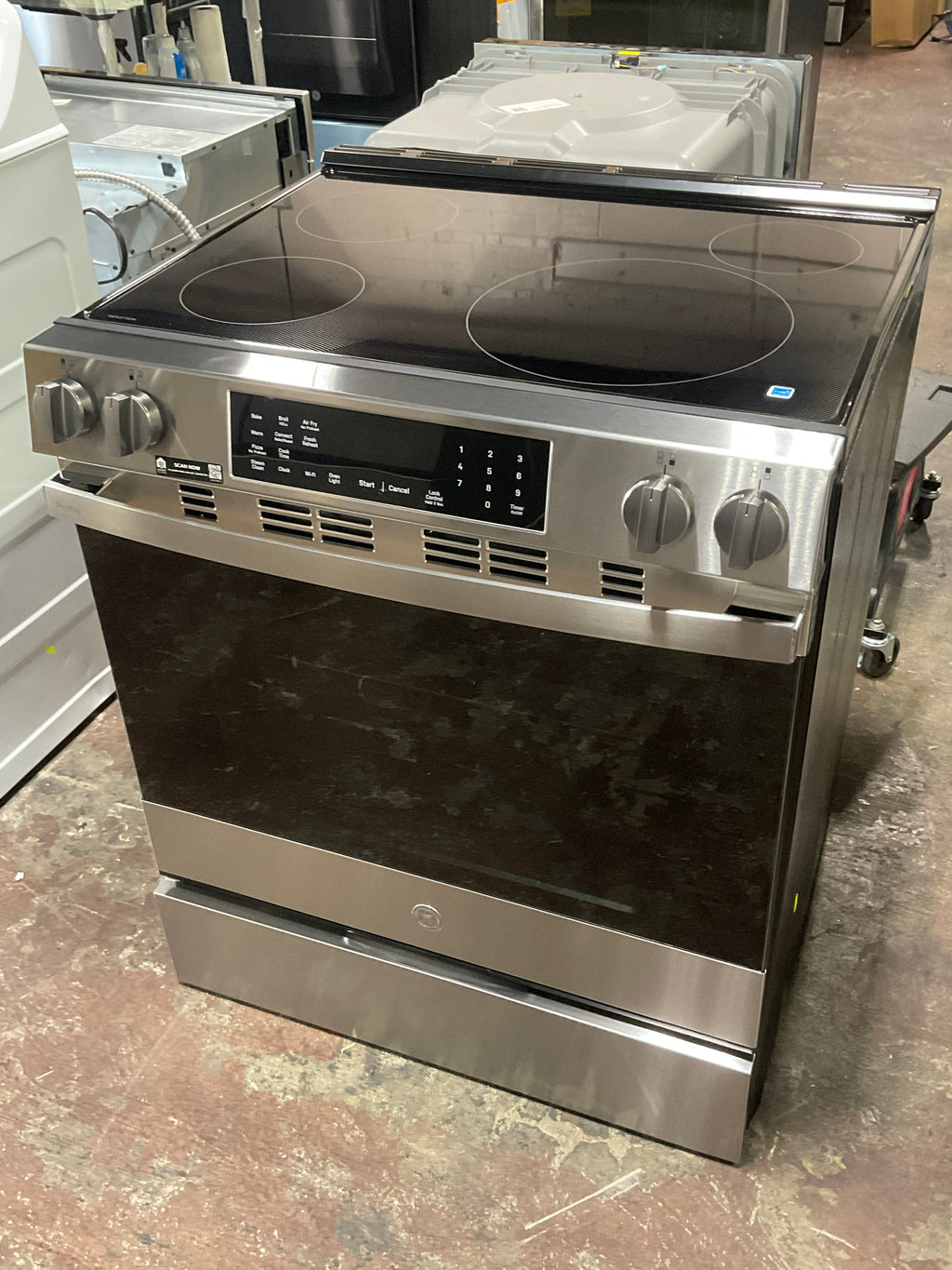 GE Profile Energy Star 30" Smart Slide-In Induction and Convection Range with No Preheat Air Fry and EasyWash Oven Tray: