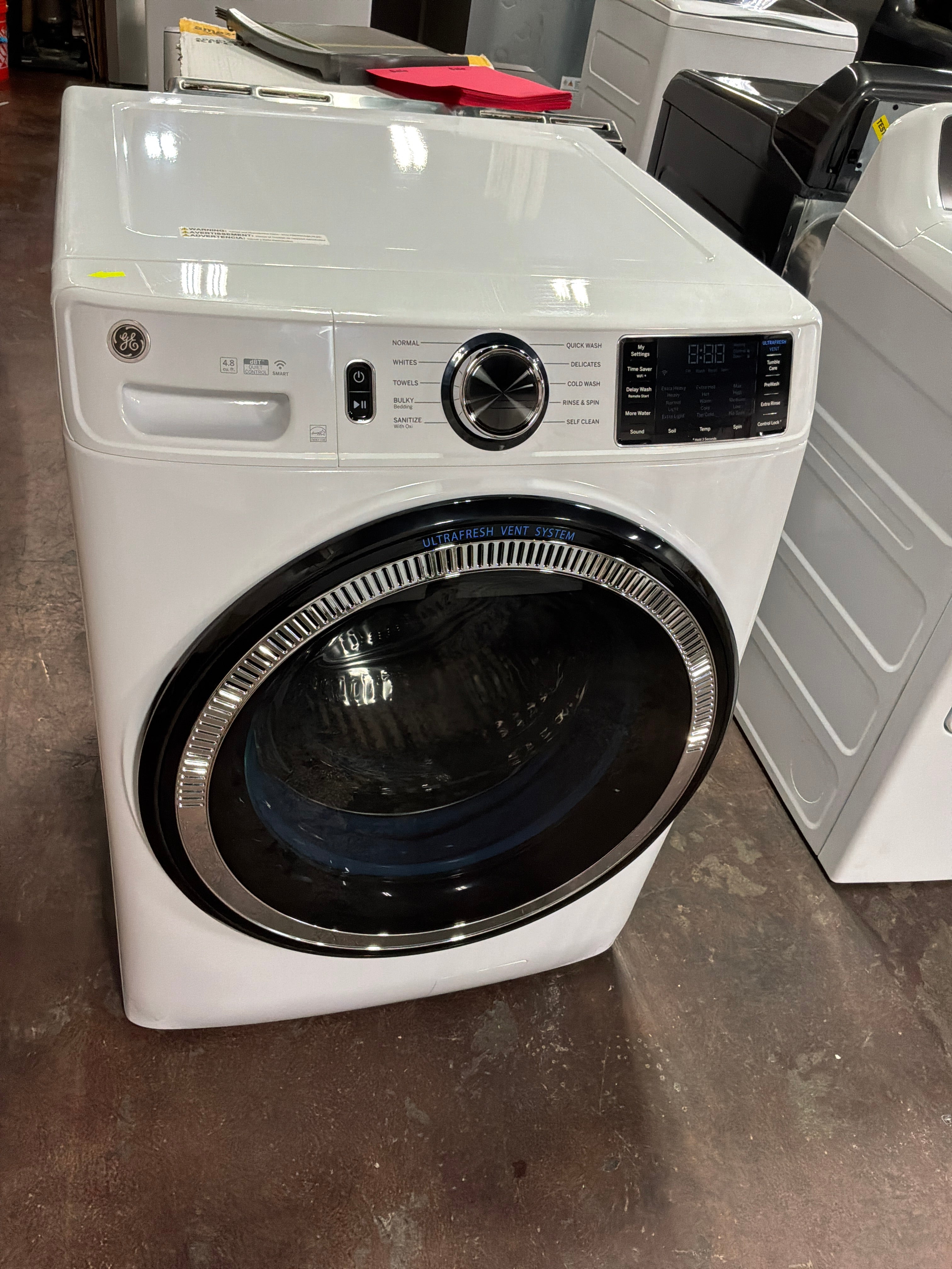 GE GE® ENERGY STAR 4.8 cu. ft. Capacity Smart Front Load ® Washer with UltraFresh Vent System with OdorBlock™ and Sanitize w/Oxi