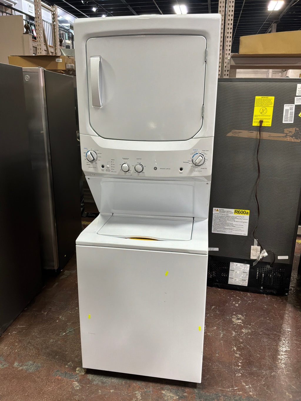 GE Unitized Spacemaker® 3.8 cu. ft. Capacity Washer with Stainless Steel Basket and 5.9 cu. ft. Capacity Electric Dryer