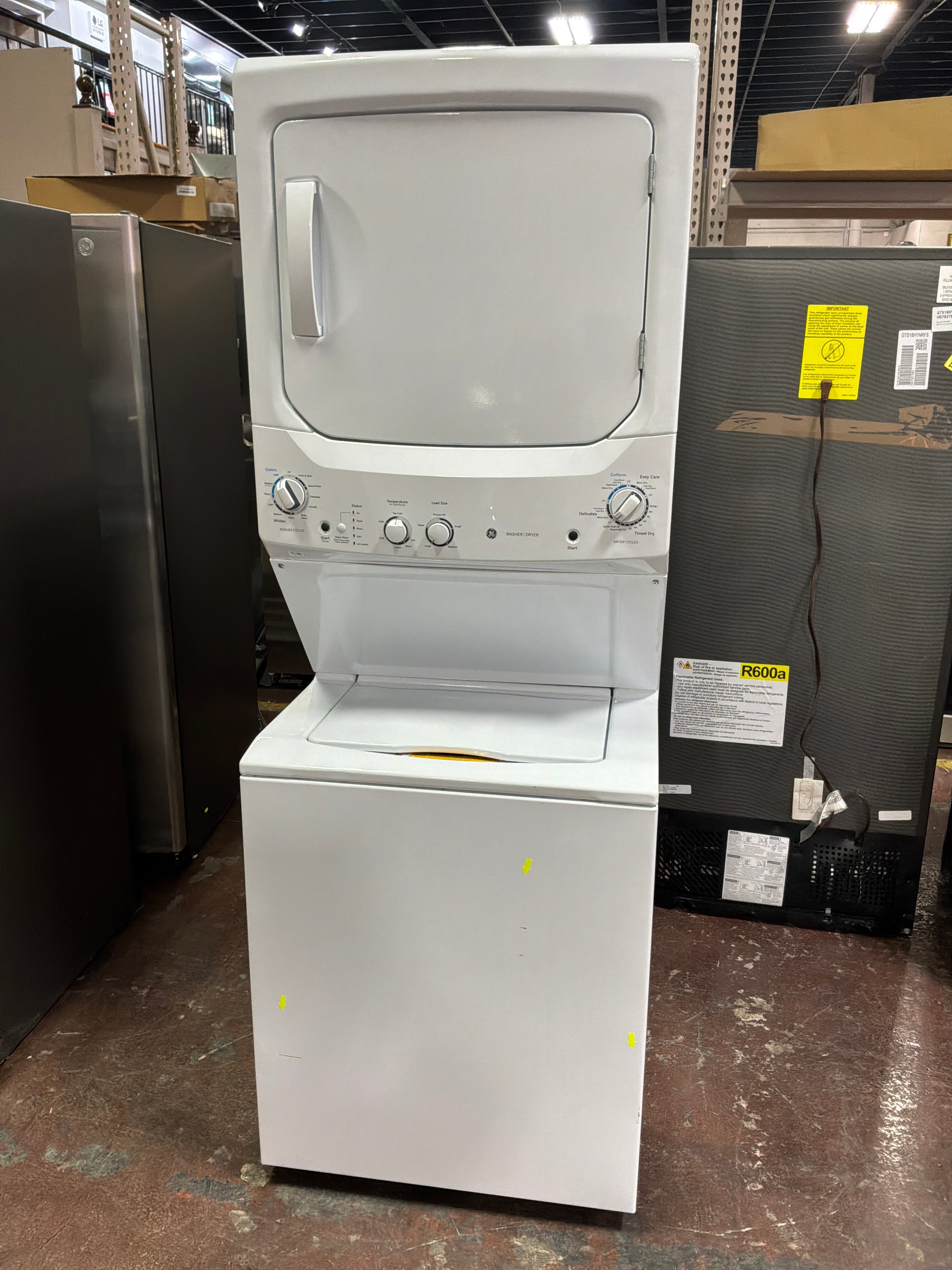 GE Unitized Spacemaker® 3.8 cu. ft. Capacity Washer with Stainless Steel Basket and 5.9 cu. ft. Capacity Electric Dryer