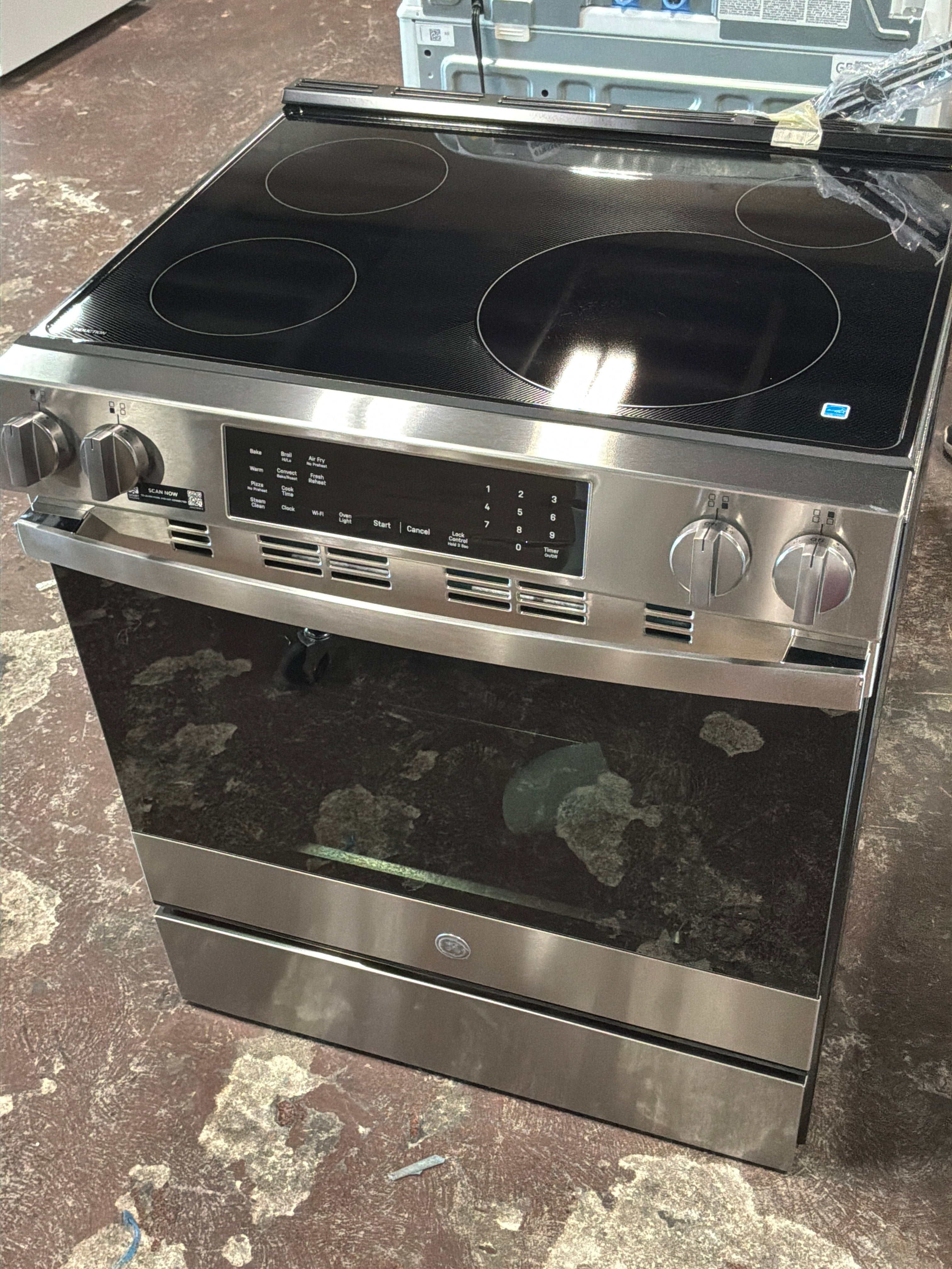 GE Profile Energy Star 30" Smart Slide-In Induction and Convection Range with No Preheat Air Fry and EasyWash Oven Tray: