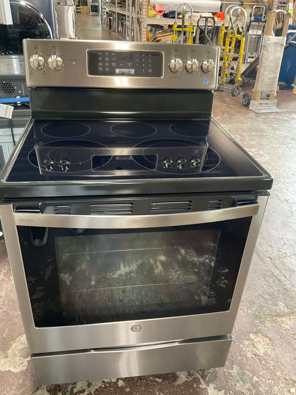 GE Profile™ ENERGY STAR® 30" Smart Free-Standing Electric Convection Fingerprint Resistant Range with No Preheat Air Fry