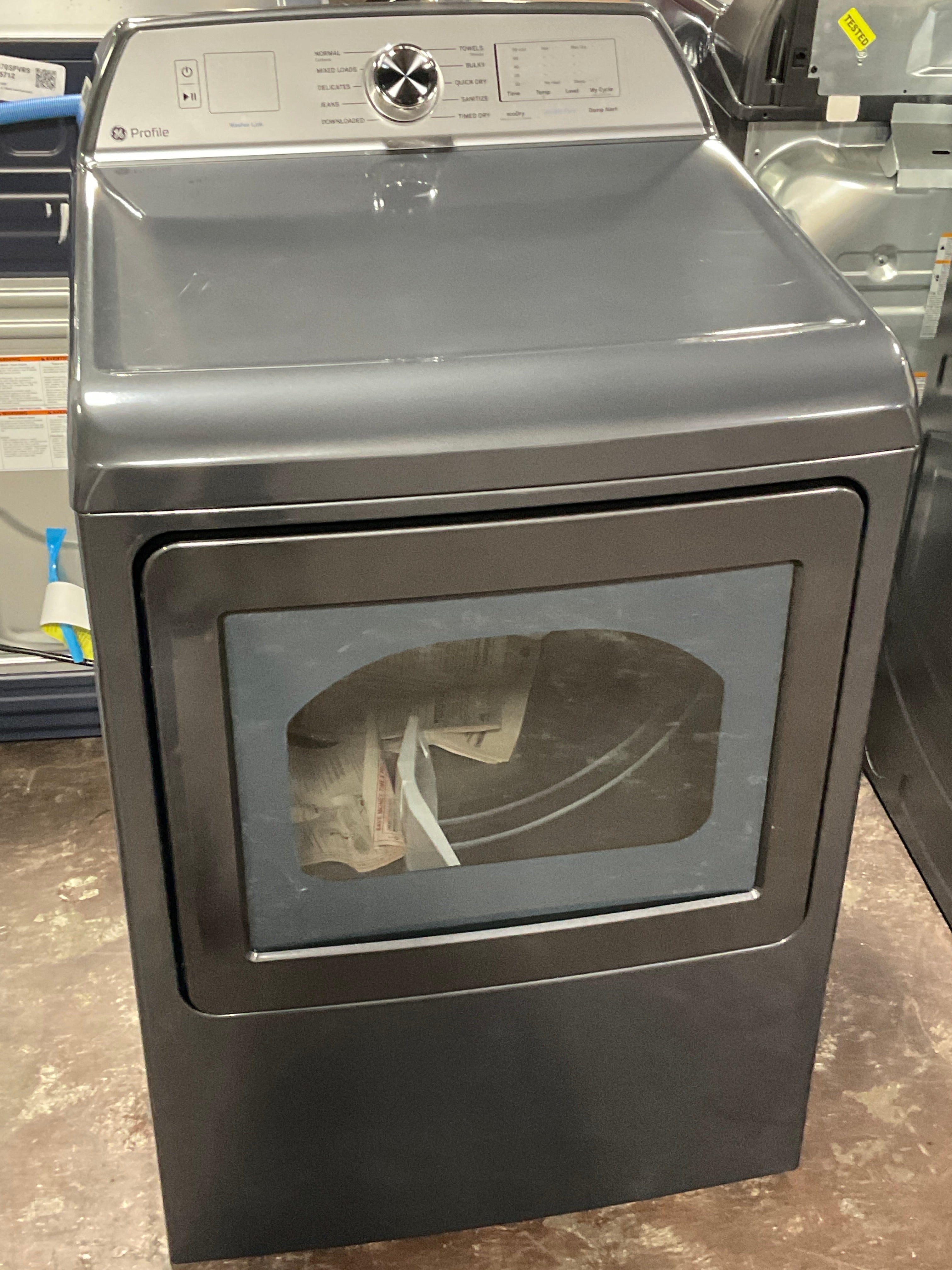 GE Profile™ ENERGY STAR® 7.4 cu. ft. Capacity aluminized alloy drum Electric Dryer with Sanitize Cycle and Sensor Dry