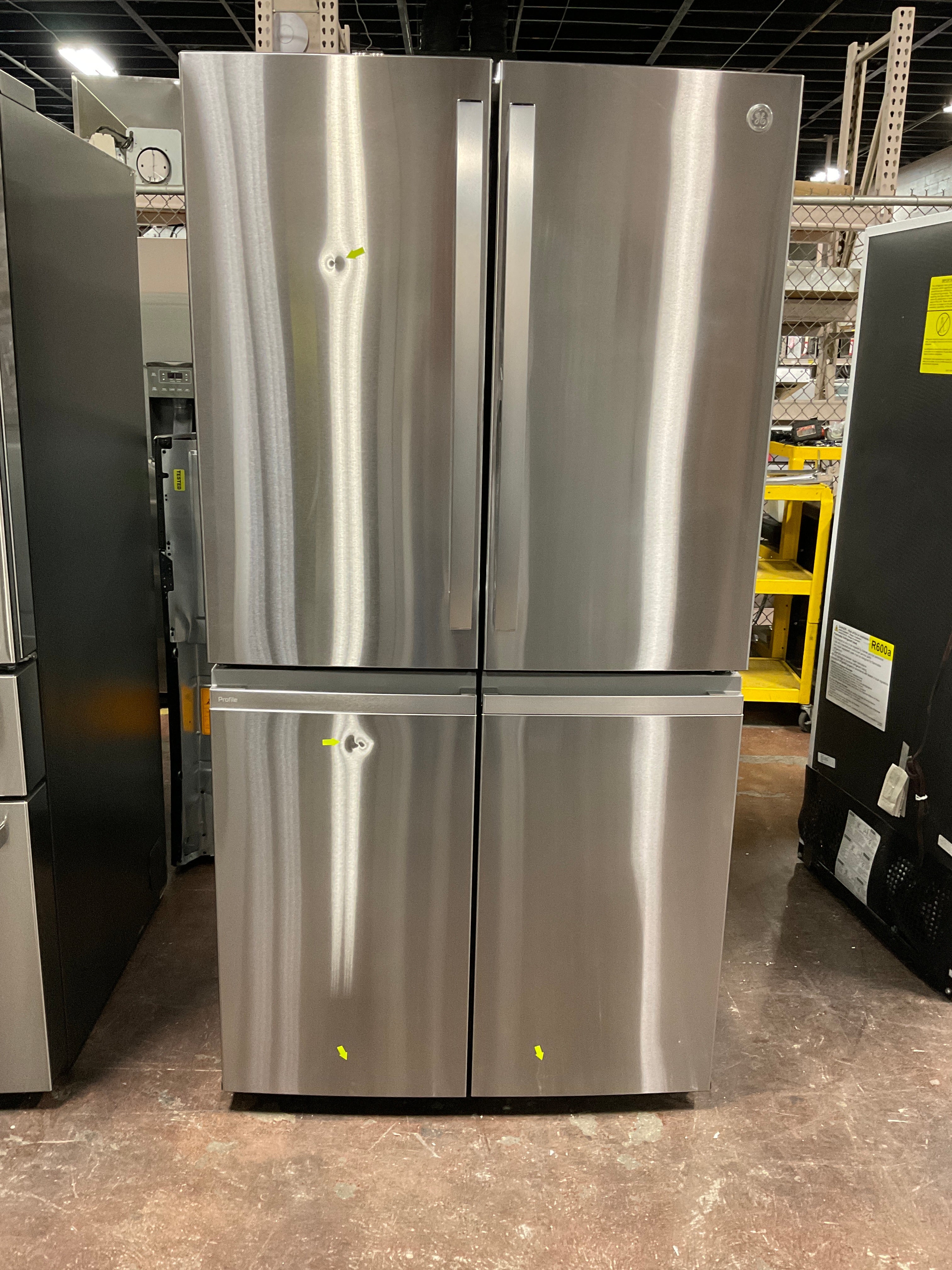 GE Profile™ ENERGY STAR® 22.9 Cu. Ft. Counter-Depth Quad-Door Refrigerator with Dual-Dispense AutoFill Pitcher and Door in Door