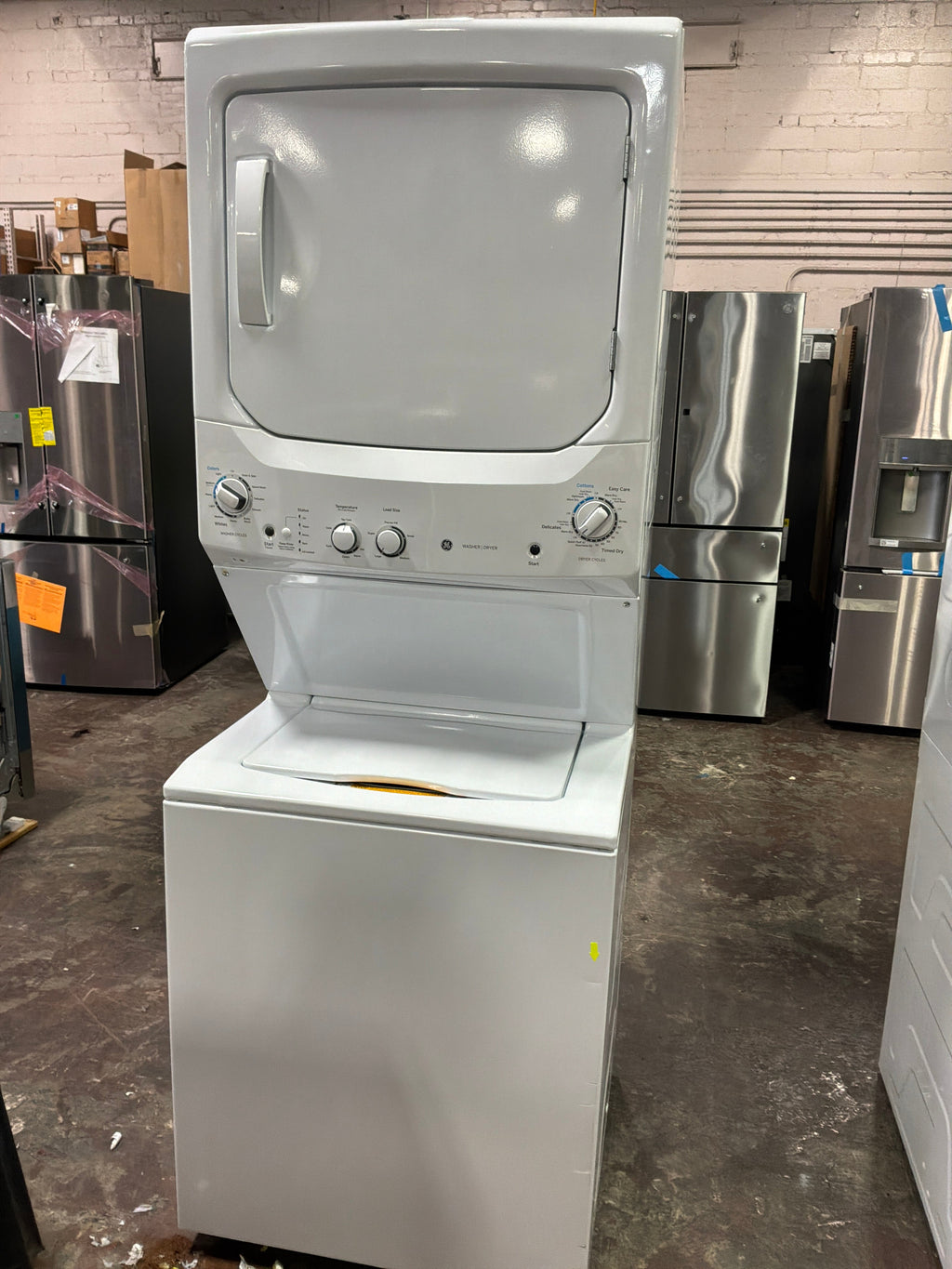 GE Unitized Spacemaker® 3.8 cu. ft. Capacity Washer with Stainless Steel Basket and 5.9 cu. ft. Capacity Electric Dryer