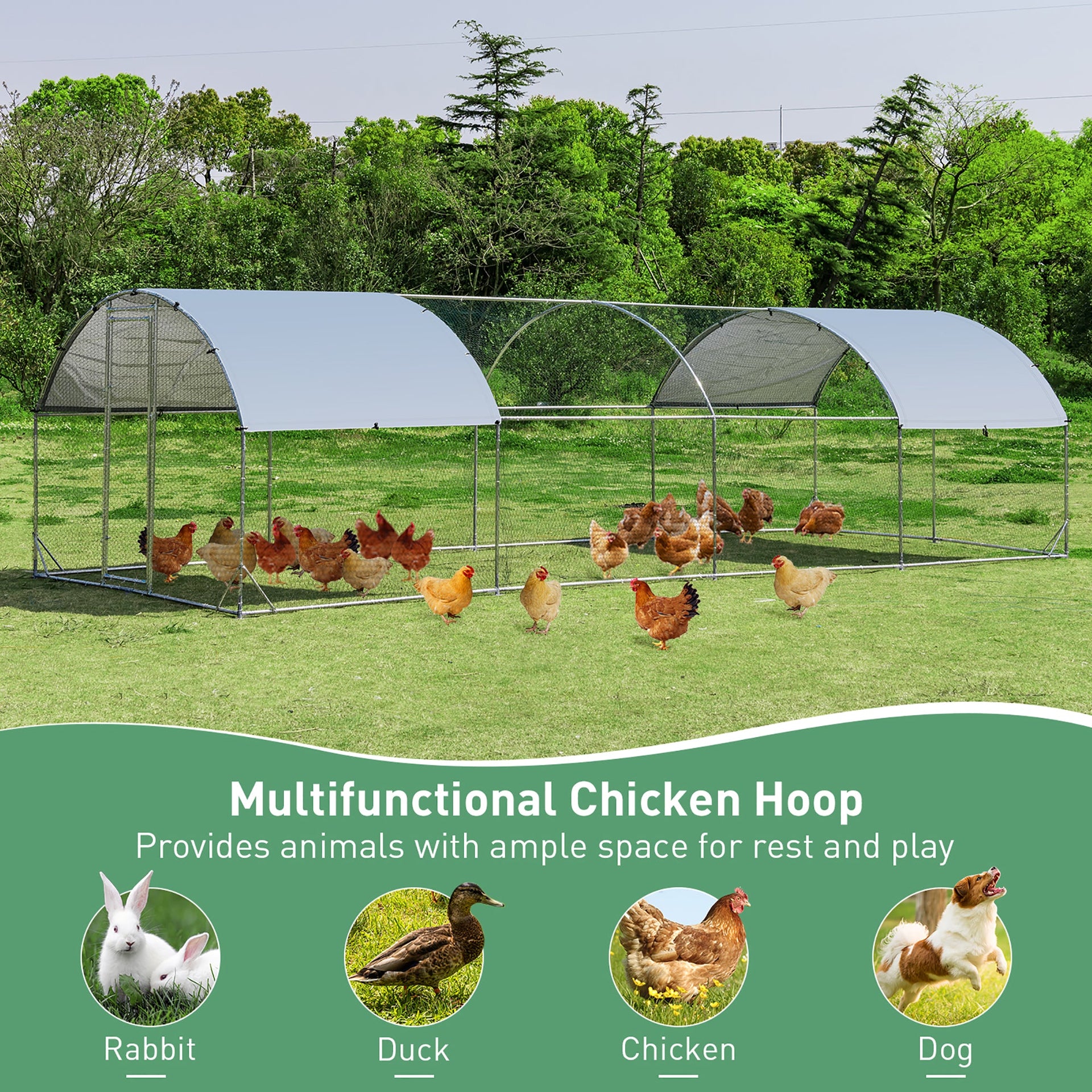 Costway Large Metal Chicken Coop with Cover 59042613 New