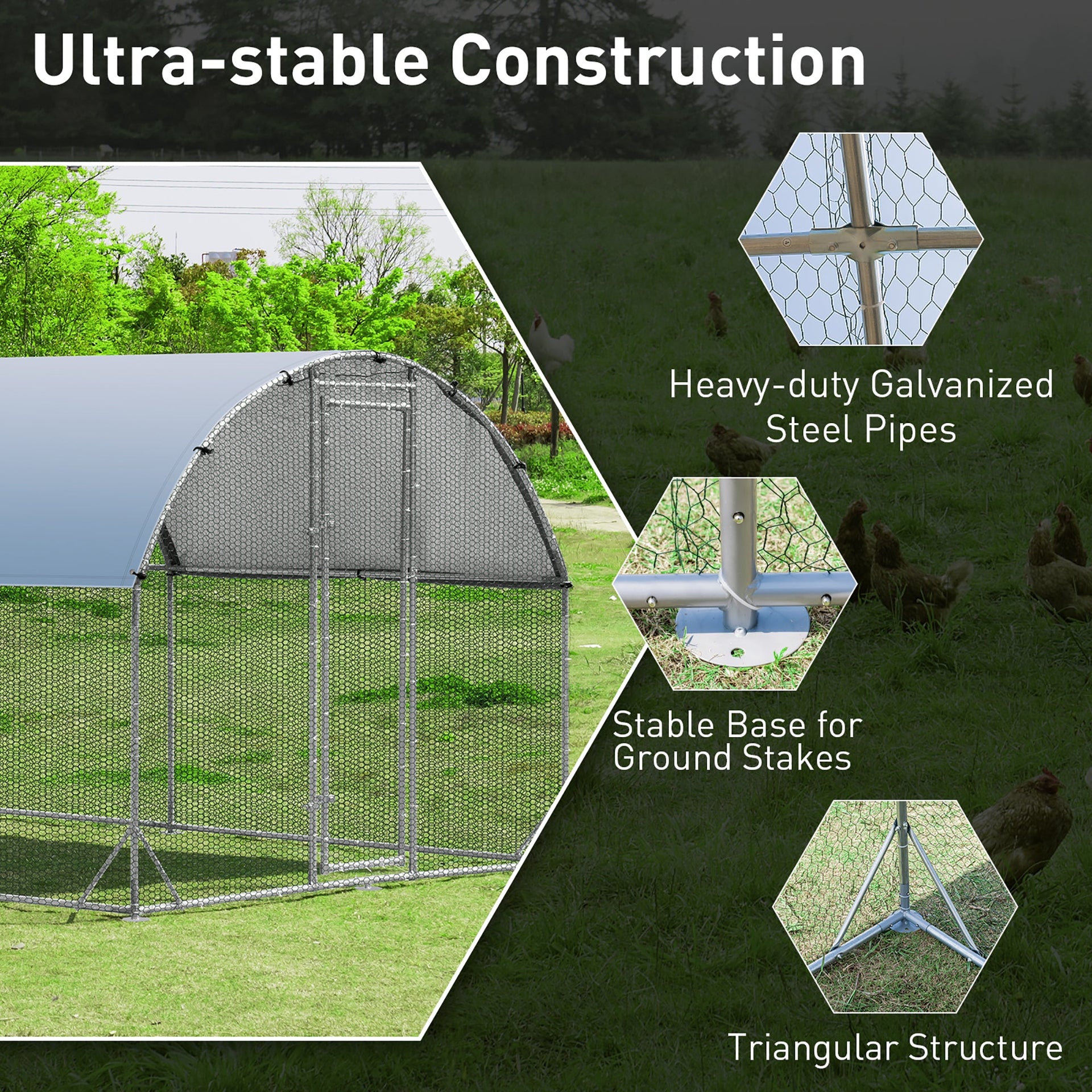 Costway Large Metal Chicken Coop with Cover 59042613 New