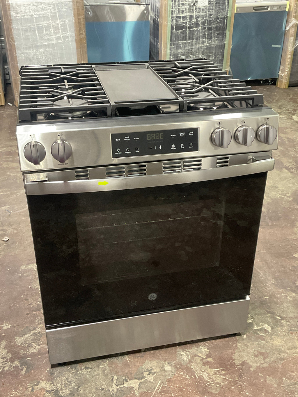 GE® 30" Slide-In Front Control Gas Range with Crisp Mode
